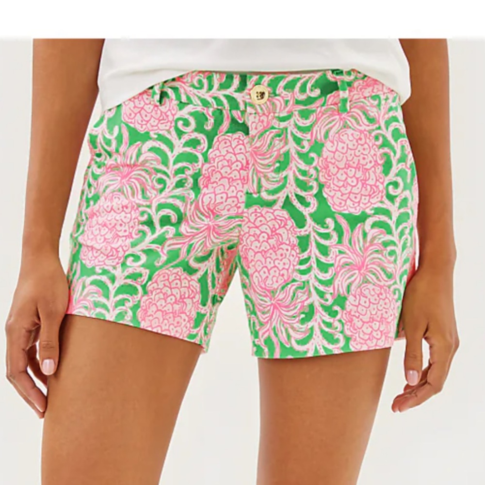 NWT Lilly Pulitzer Callahan Knit Short, Fauna Green Party Like A Pineapple, sz 8